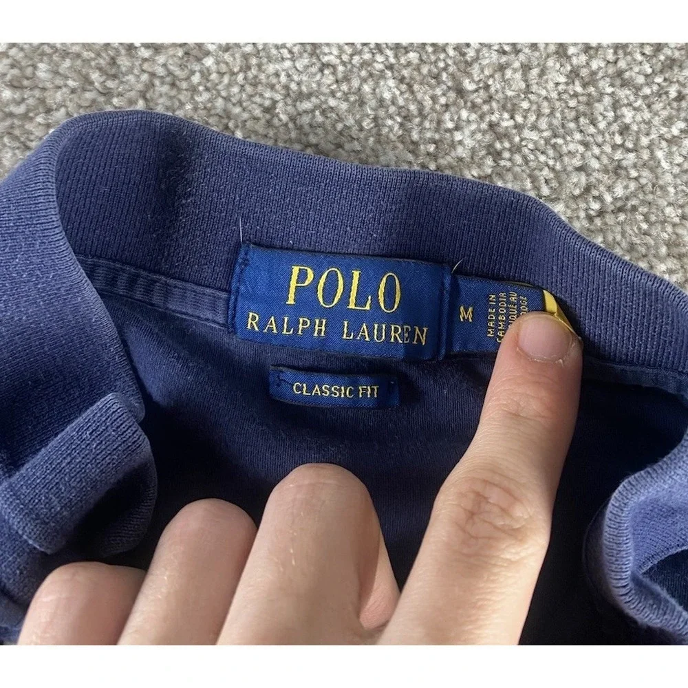 Polo‎ Ralph Lauren Soft Cotton Polo Dark Blue Mens M Classic Flesh Pony Preppy